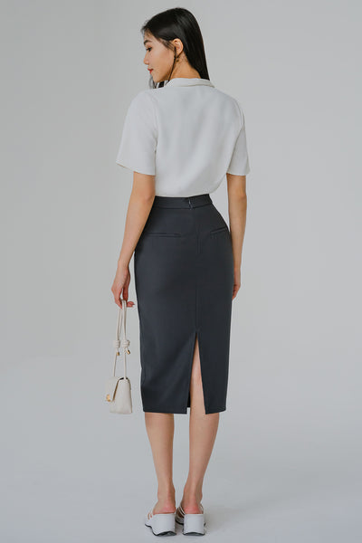 Tailored Column Pencil Skirt (Grey)