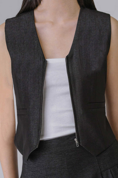 Dakota Zipper Vest (Black)