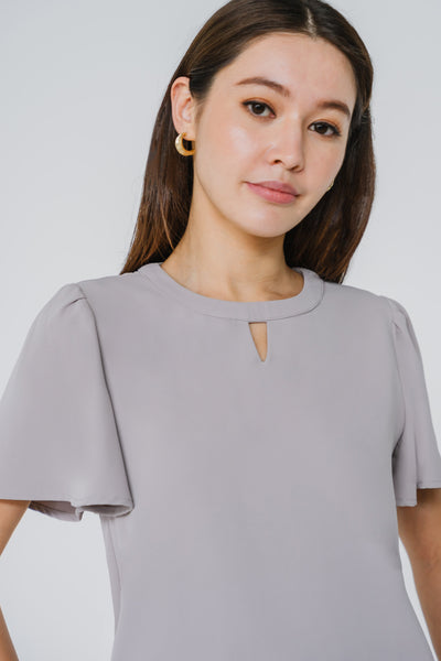 Essential Keyhole Blouse (Light Taupe)