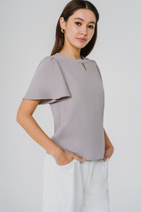 Essential Keyhole Blouse (Light Taupe)