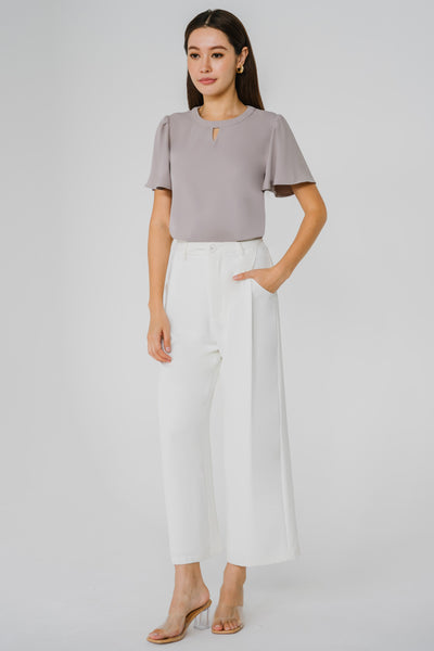 Essential Keyhole Blouse (Light Taupe)