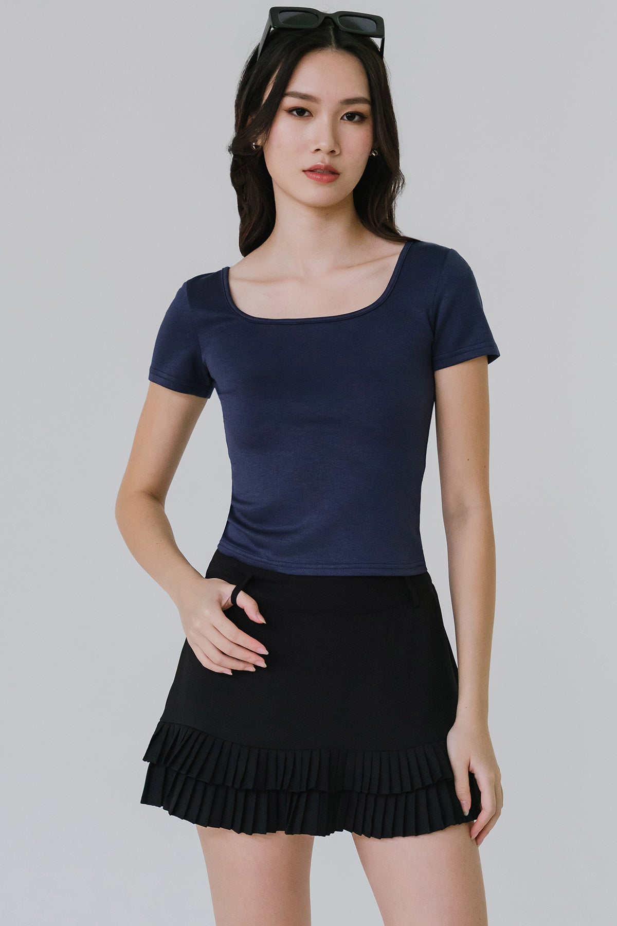 Emmeline Pleat Skort (Black)
