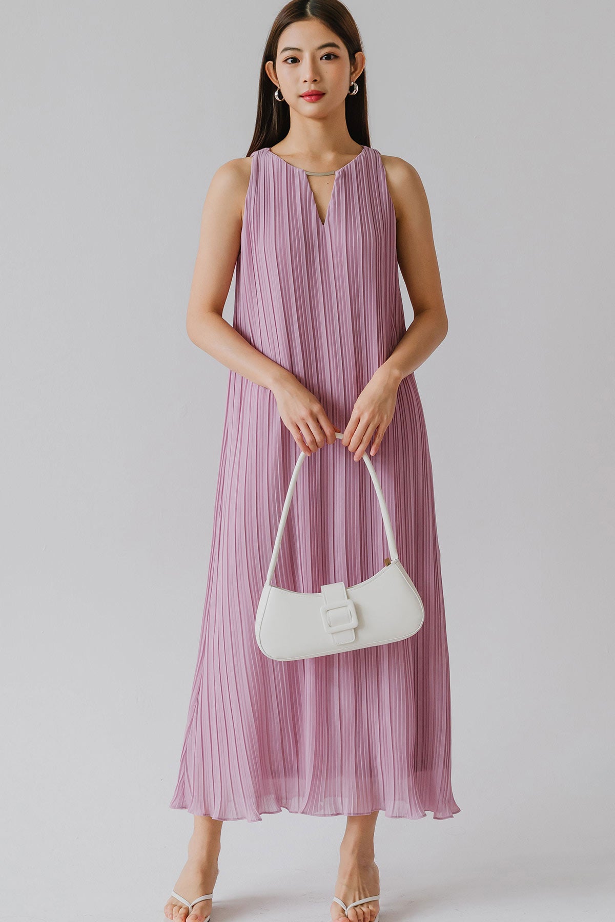 Althea Embellish Pleat Dress (Pink)