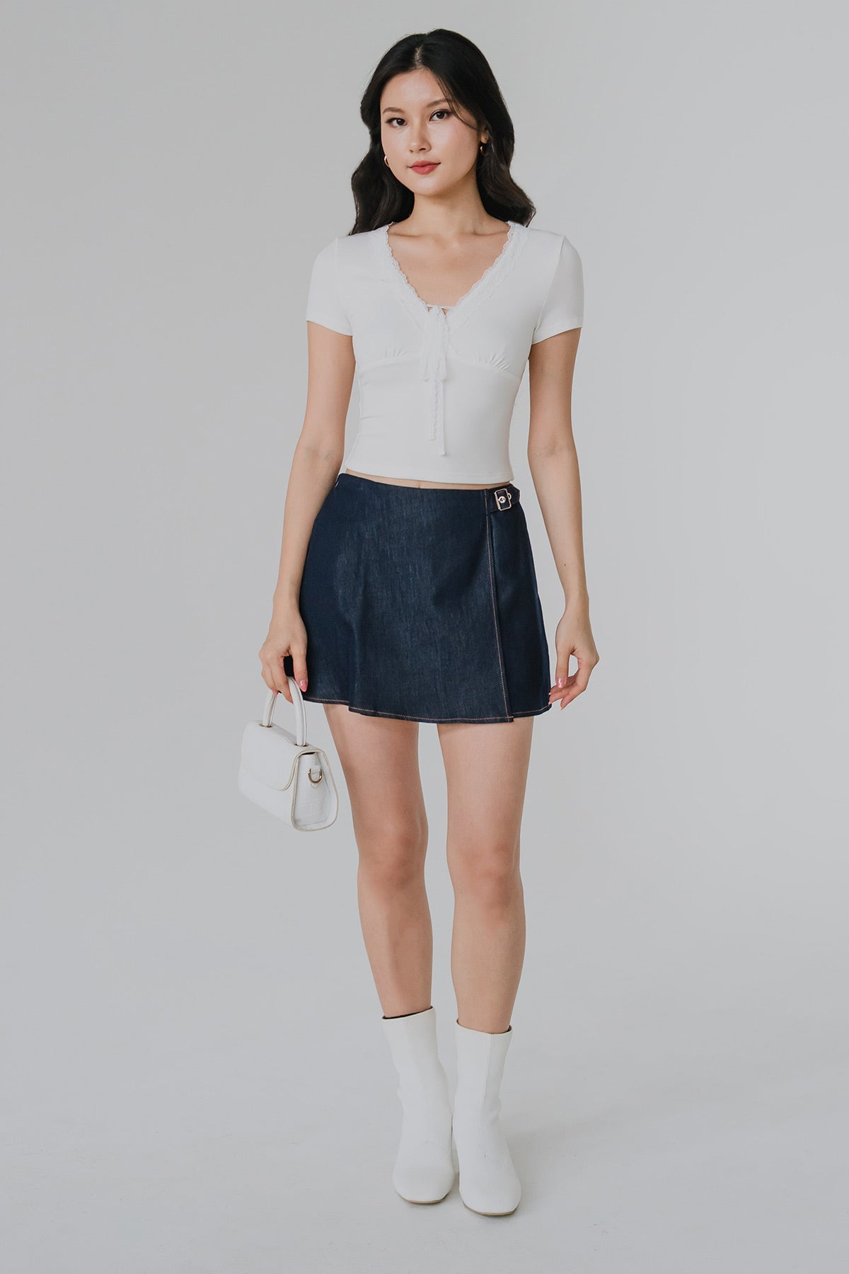 Amelie Lace Tie Top (White)