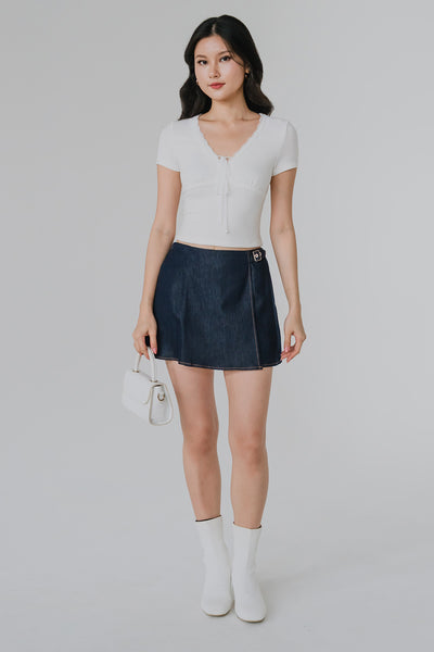 Amelie Lace Tie Top (White)