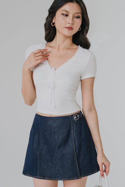 Amelie Lace Tie Top (White)