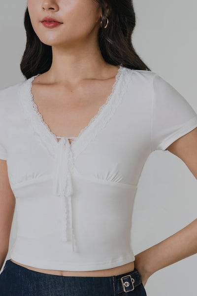Amelie Lace Tie Top (White)
