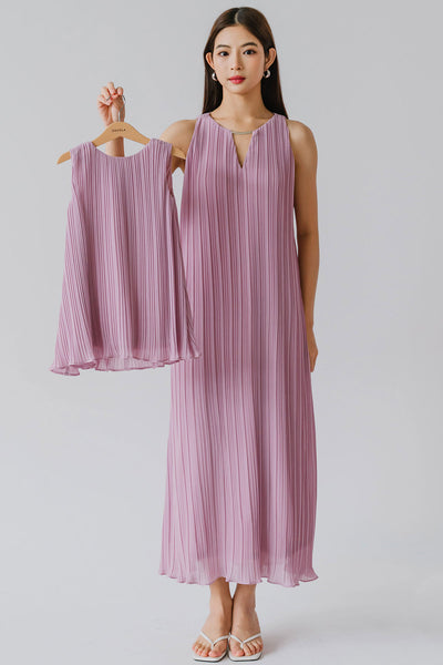 Althea Embellish Pleat Dress (Pink)