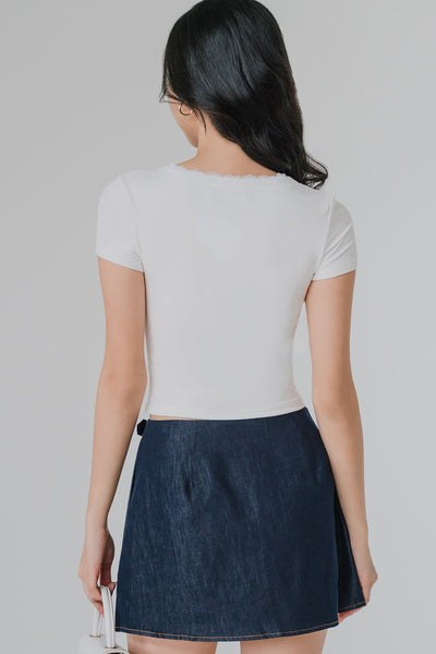 Amelie Lace Tie Top (White)