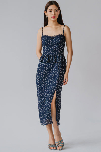 Mimosa Padded Dress (Navy)