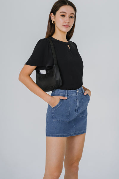 Essential Keyhole Blouse (Black)