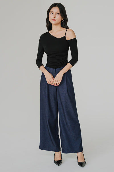 Thea Padded One Shoulder Top (Black)