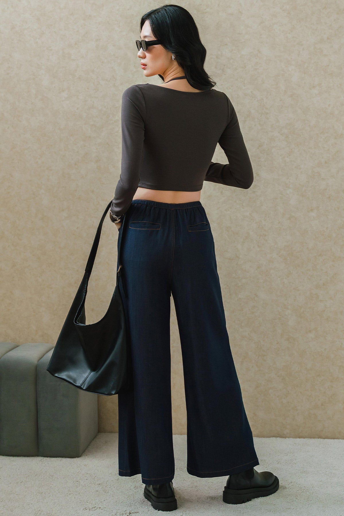 Linear Topstitch Pants (Blue)