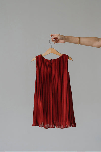 Mini Althea Pleat Dress (Brick)