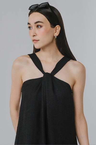 Cecil Padded Halter Dress (Black)