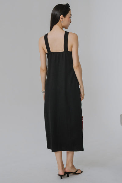 Cecil Padded Halter Dress (Black)