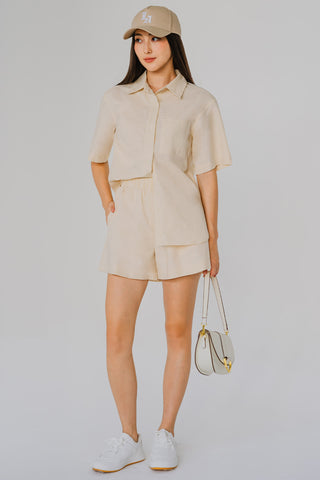 Riviera Linen Top & Shorts Set (Oat)