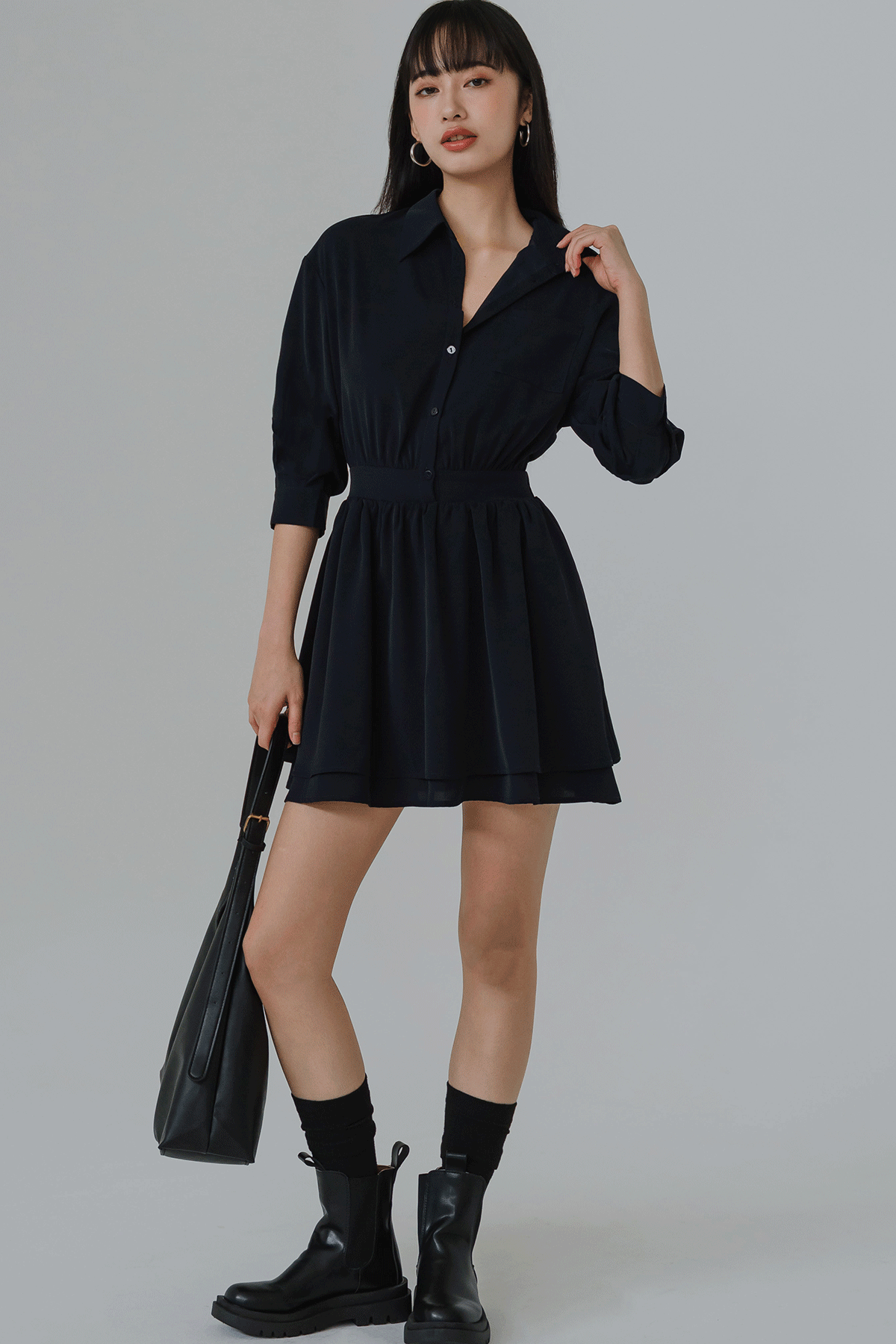 Captivate Shirt Dress (Midnight Blue)
