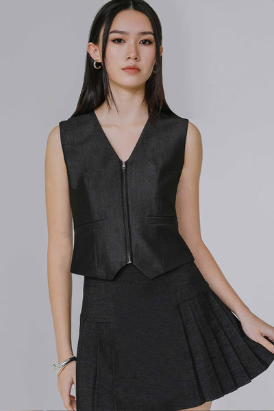 Dakota Zipper Vest (Black)