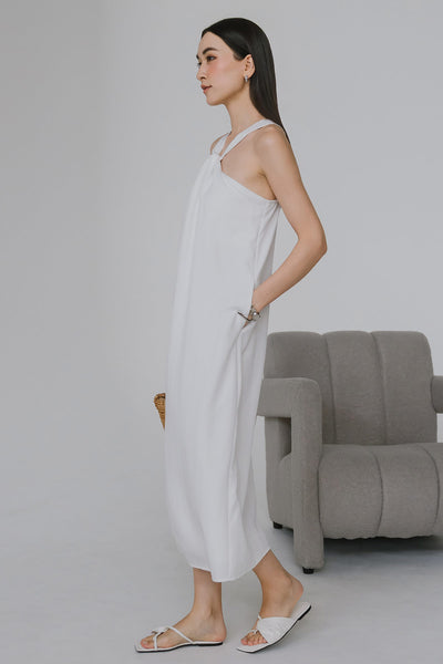 Cecil Padded Halter Dress (White)