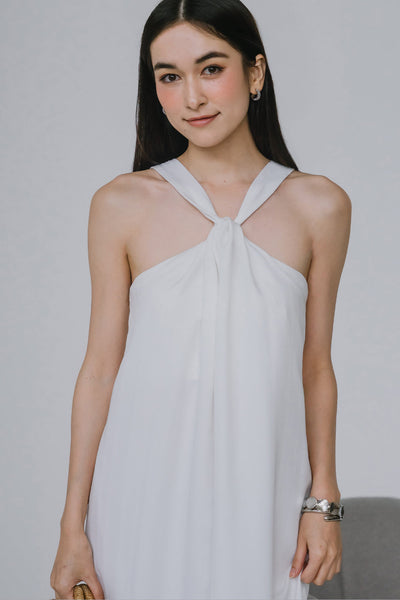 Cecil Padded Halter Dress (White)