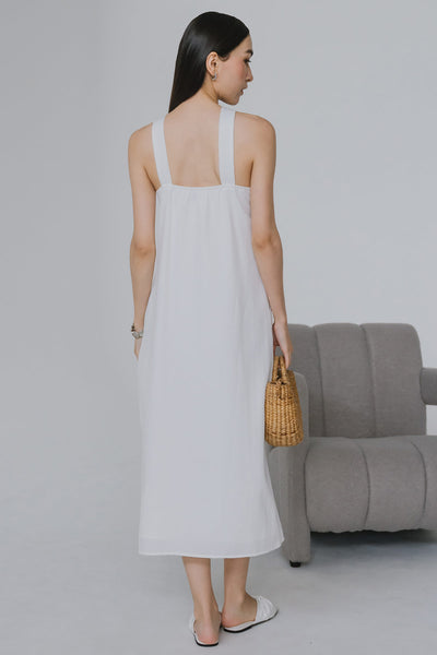 Cecil Padded Halter Dress (White)