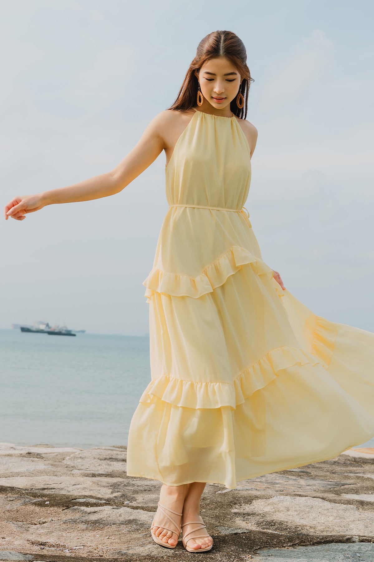 Gaia Ruffle Dress (Yellow)