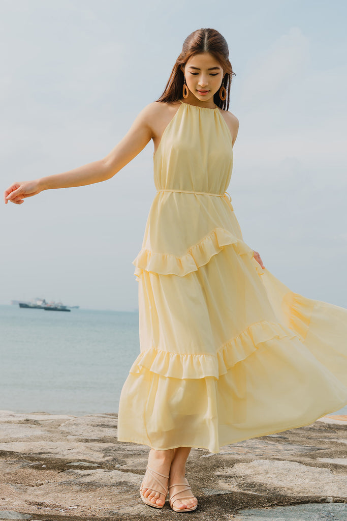 Gaia Ruffle Dress (Yellow) – Ohvola