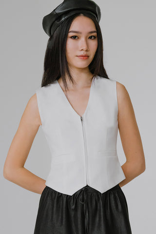 Dakota Zipper Vest (White)