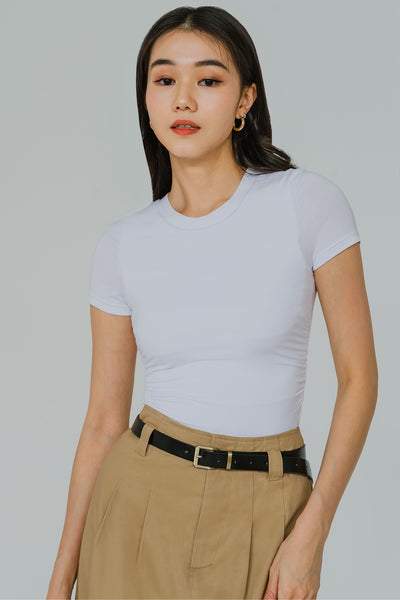 Essential Side-Ruch Top (White)