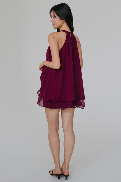 Anya Tiered Ruffle Top (Burgundy)