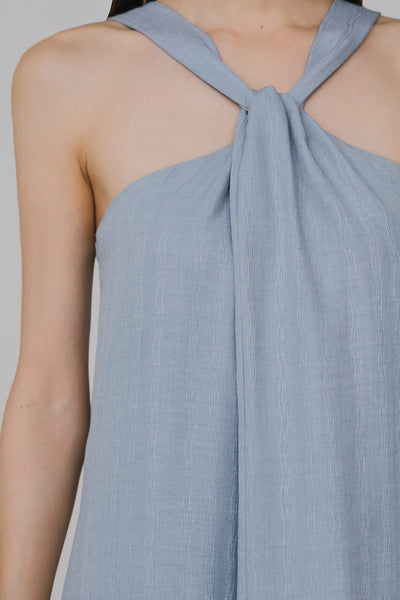 Cecil Padded Halter Dress (Blue)