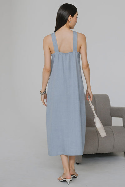 Cecil Padded Halter Dress (Blue)