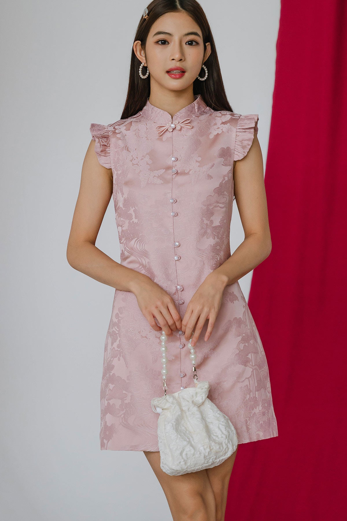 Vale Embossed Qipao (Pink)