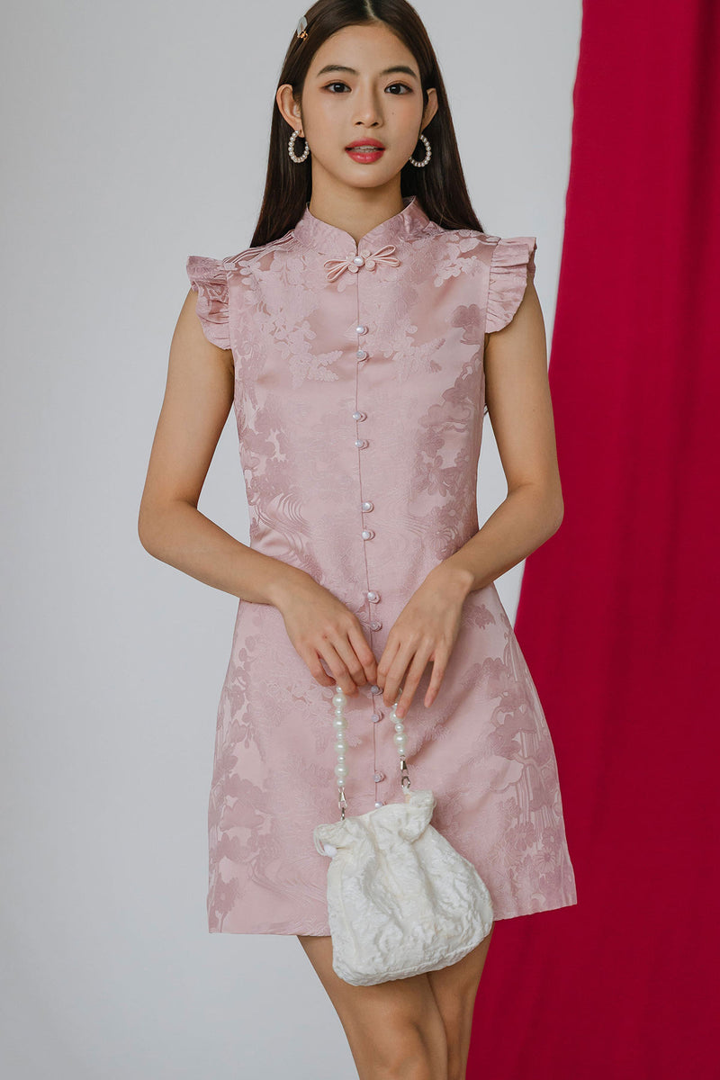 Vale Embossed Qipao (Pink) – Ohvola
