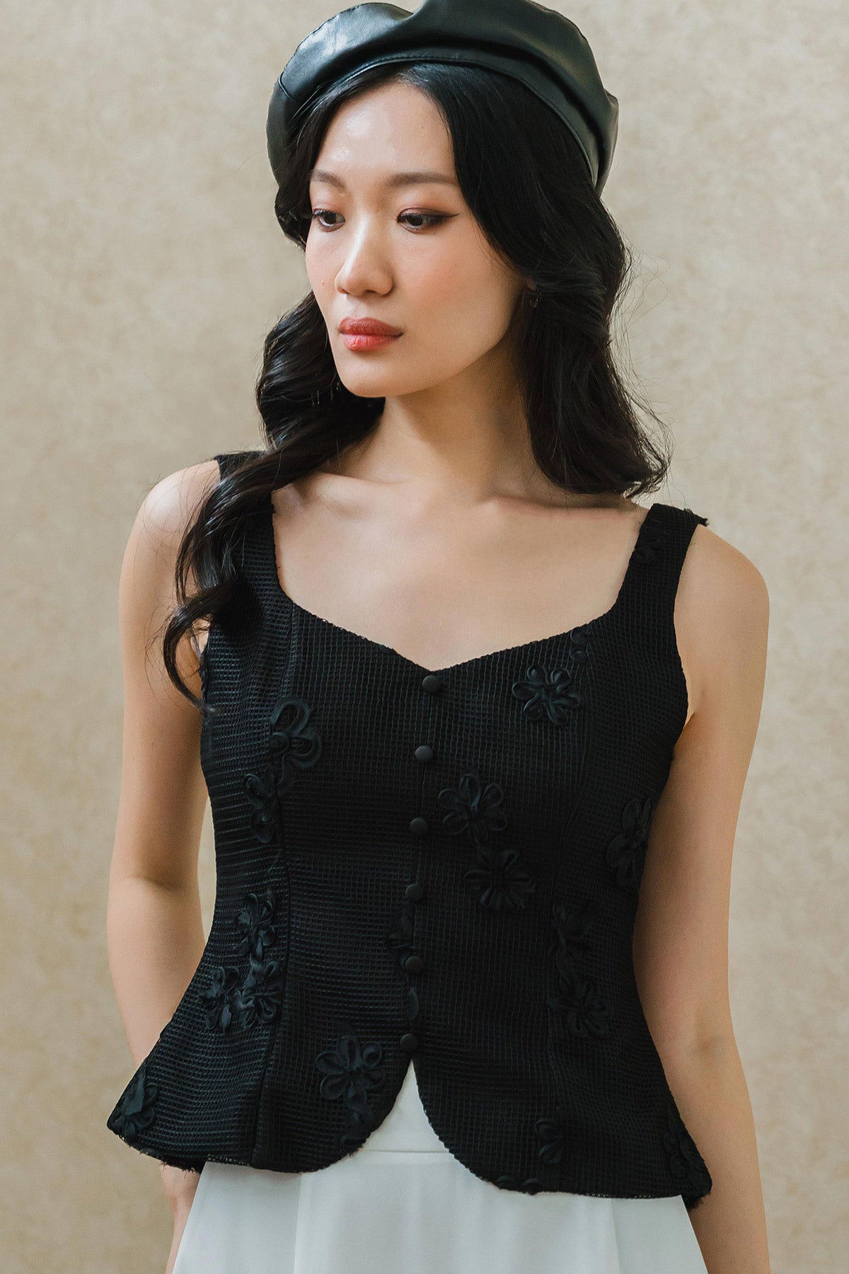 Belle Embroidered Top (Black)
