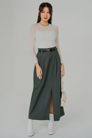 Belted Terrain Skirt (Teal-Grey)