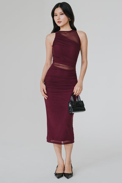 Vivi Padded Mesh Dress (Mulberry)