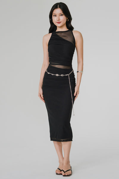 Vivi Padded Mesh Dress (Black)