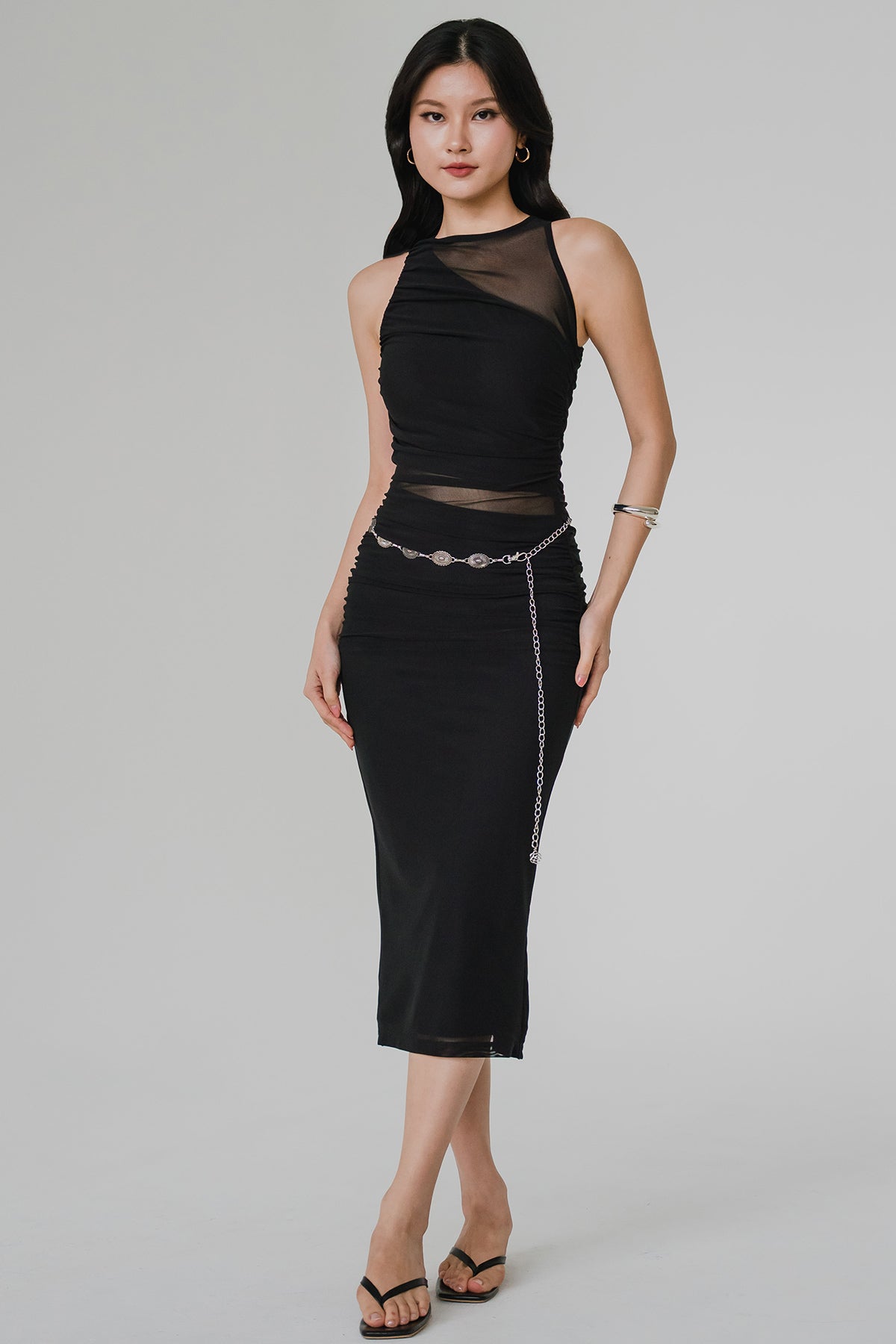 Vivi Padded Mesh Dress (Black)