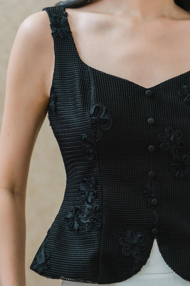 Belle Embroidered Top (Black)