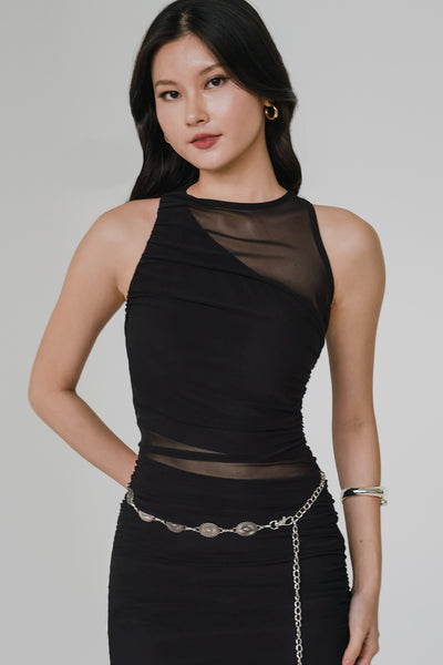 Vivi Padded Mesh Dress (Black)