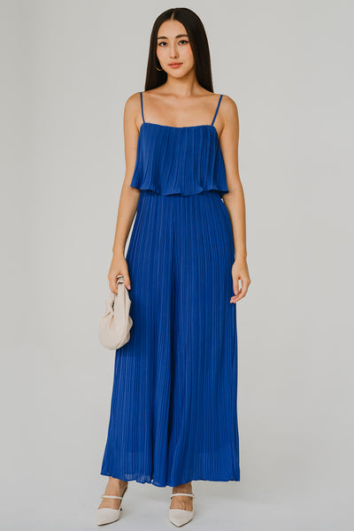 Flair Pleat Jumpsuit (Cobalt)