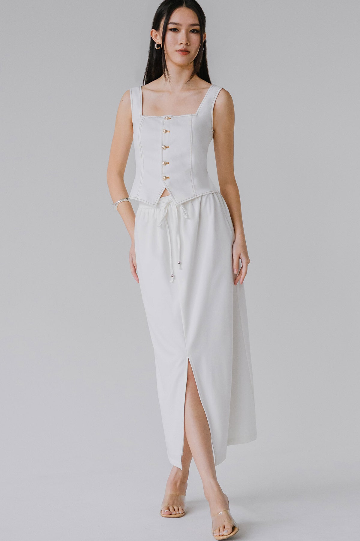 Dakota Drawstring Skirt (White)