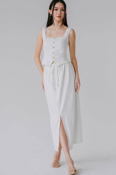 Dakota Drawstring Skirt (White)