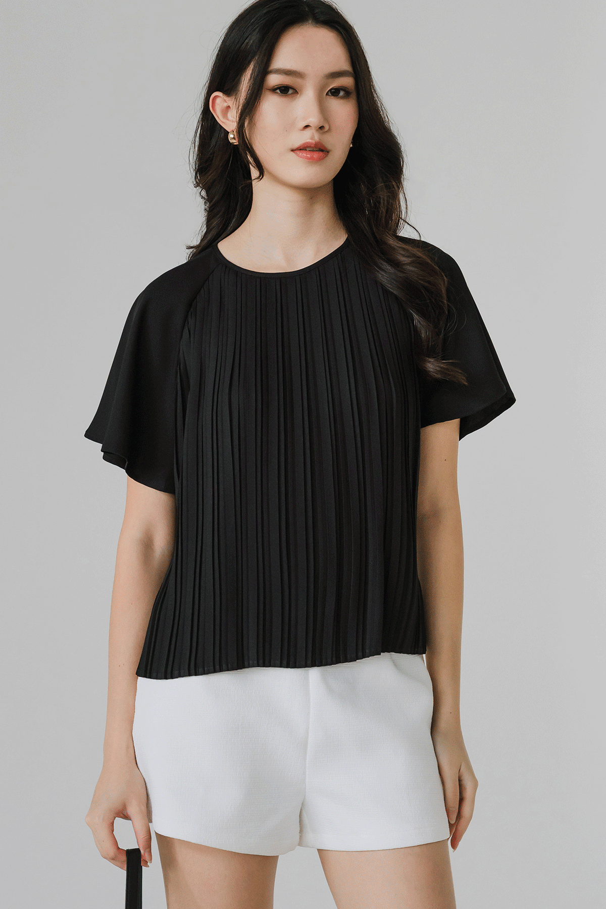 Aria Pleat Blouse (Black)
