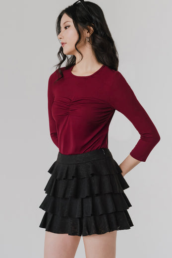 Sadie Lace Ruffle Skort (Black)