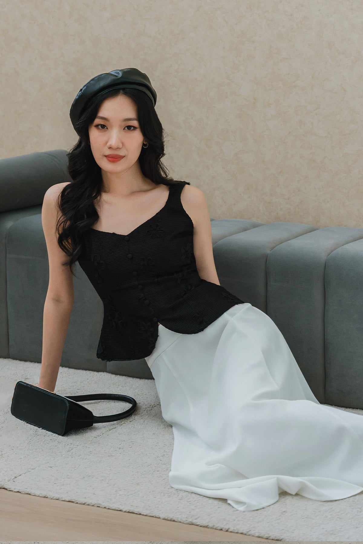 Belle Embroidered Top (Black)
