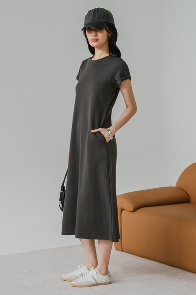 PO* For Keeps Midi Dress (Dark Grey)