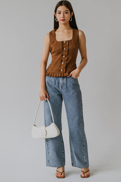 Dreams Of Gold Tweed Top (Mocha)